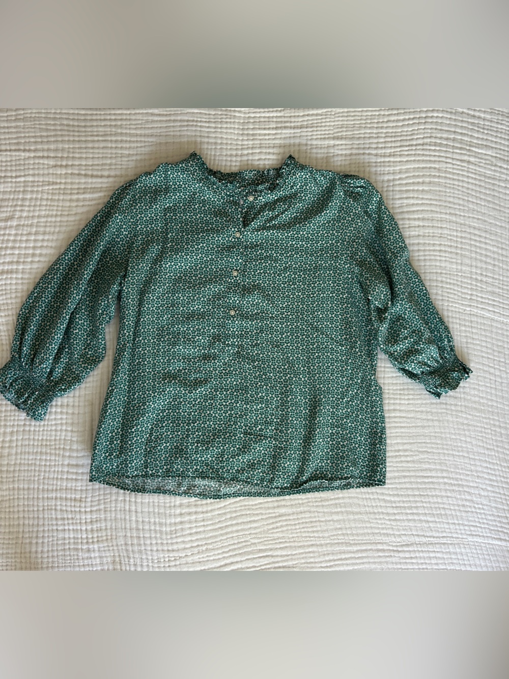 Loft Green Printed Women's Blouse - Large